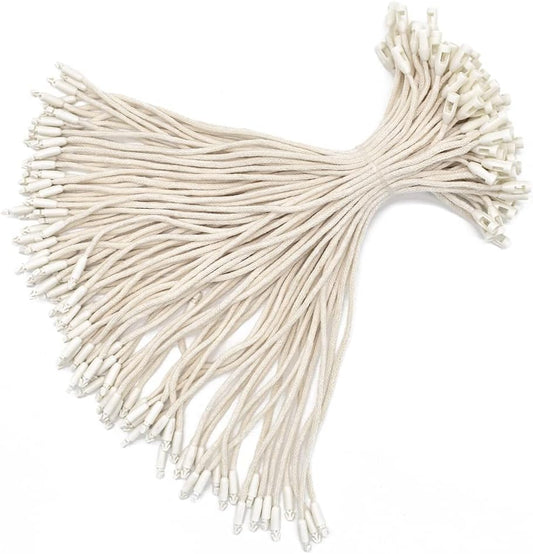 1000 pcs米色粗棉线 礼品服装价格标签绳悬挂标签绳扣环扣扣环紧固件钩扣快速连接衣服标签鞋子按扣锁行李标签